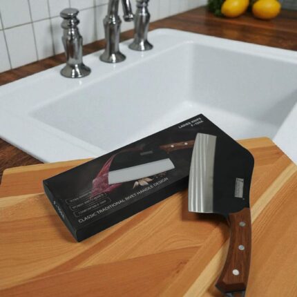 KITCHEN BUTCHER KNIFE WITH WOODEN HANDLE